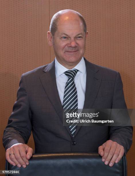 Meeting of the Federal Cabinet in the Federal Chancellery in Berlin. Olaf Scholz, Federal Minister of Justce, at the Cabinet table.