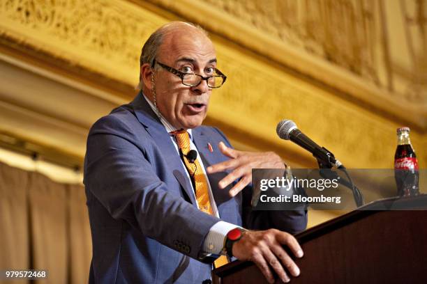 Muhtar Kent, chairman of the Coca-Cola Co., speaks during an Executives Club Of Chicago luncheon in Chicago, Illinois, U.S., on Wednesday, June 20,...