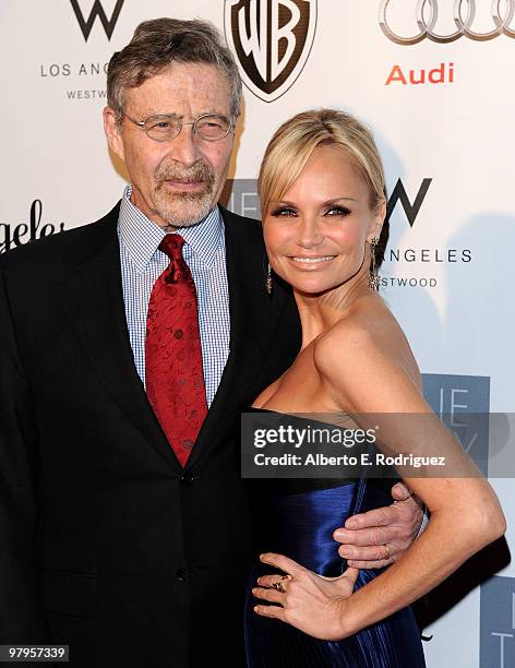 Warner Bros. President and CEO Barry Meyer and actress/singer Kristin Chenoweth pose on the red carpet at the Geffen Playhouse's Annual Backstage at...