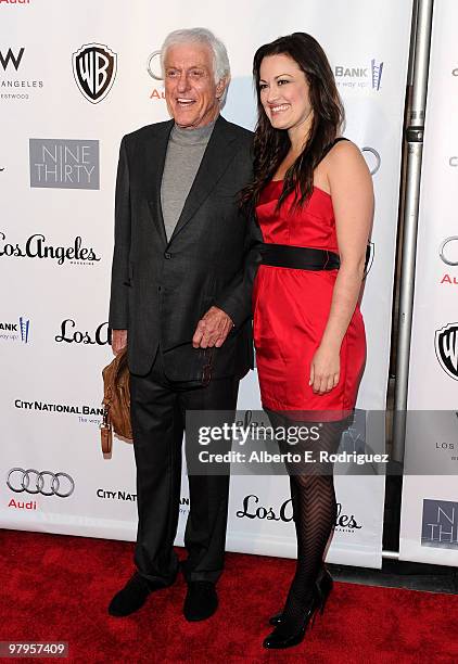 Actor Dick Van Dyke and actress Ashley Brown poses on the red carpet at the Geffen Playhouse's Annual Backstage at the Geffen Gala on March 22, 2010...