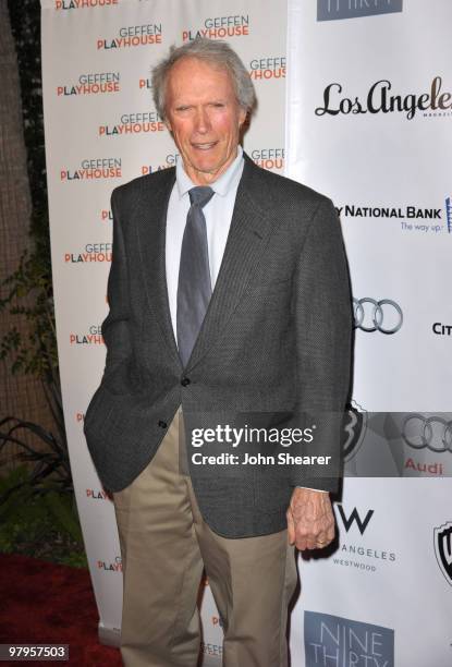 Actor Clint Eastwood arrives at the "Backstage at the Geffen" gala at Geffen Playhouse on March 22, 2010 in Los Angeles, California.