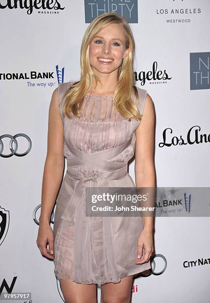 Actress Kristen Bell arrives at the "Backstage at the Geffen" gala at Geffen Playhouse on March 22, 2010 in Los Angeles, California.