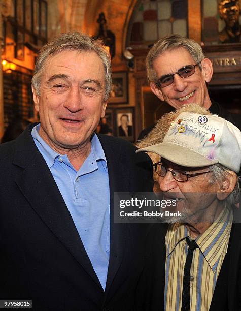 Robert De Niro, Richard Belzer and Irwin Corey attend the Tribute to Mickey Freeman at the New York Friars Club on March 22, 2010 in New York City.