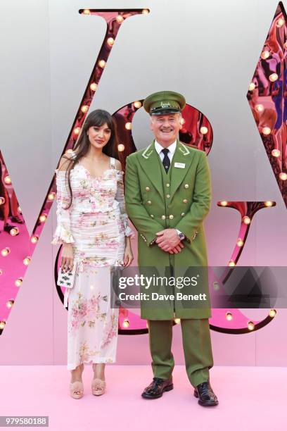 Zara Martin poses with the Harrods Green Man at the Summer Party at the V&A in partnership with Harrods at the Victoria and Albert Museum on June 20,...