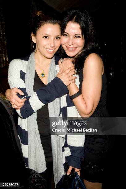 Actresses Eva Longoria and Maria Conchita Alonso attend The Rally For Kids With Cancer Scavenger Cup Reception at Beso on March 22, 2010 in...
