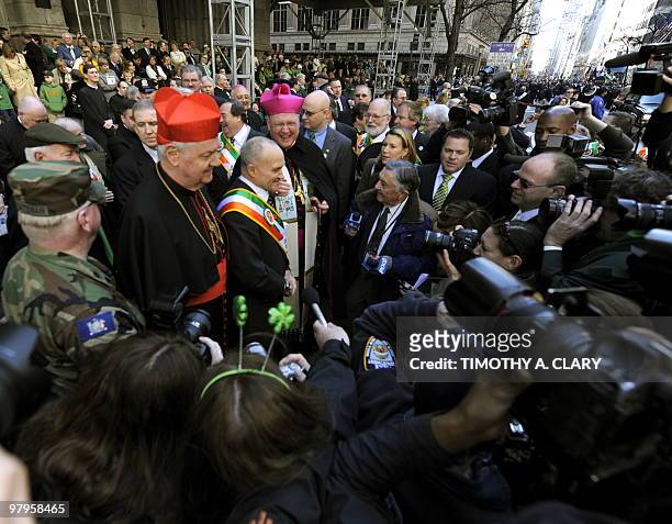 New York City Police Commissioner Raymond Kelly stops in front of St Patrick's Cathedral to meet with the Archbishop of New York Timothy Dolan during...