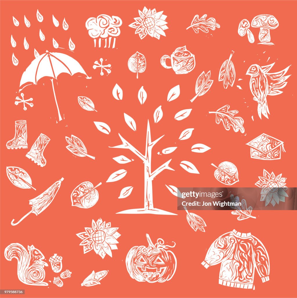 Fall Block Print Backgrounds