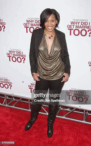 Malikha Mallette attends the premiere of "Why Did I Get Married Too?" at the School of Visual Arts Theater on March 22, 2010 in New York City.