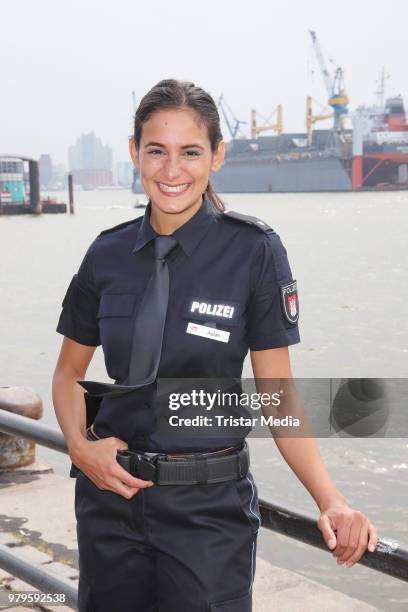 Aybi Era during the on set photo call of 'Notruf Hafenkante' at Fischauktionshalle on June 20, 2018 in Hamburg, Germany.