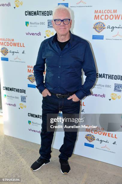 Malcolm McDowell attends the "Malcolm McDowell Retrospective" at La Cinematheque Francaise on June 20, 2018 in Paris, France.