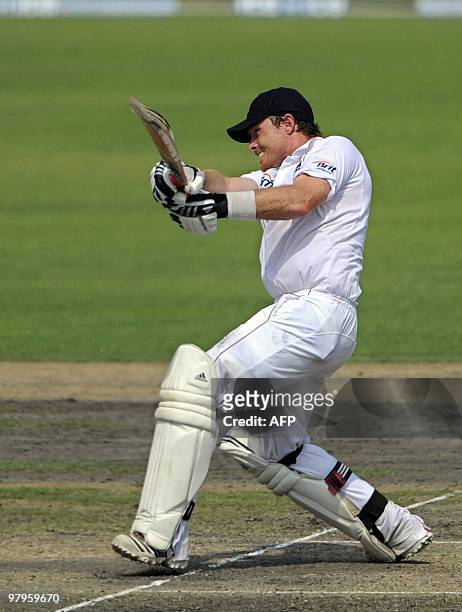 England cricketer Ian Bell plays a shot during the third day of the second Test match between Bangladesh and England at the Sher-e Bangla National...
