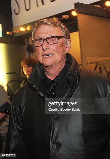 Producer Mike Nichols exits "Sondheim on Sondheim" at Studio 54 in Manhattan on March 22, 2010 in New York City.