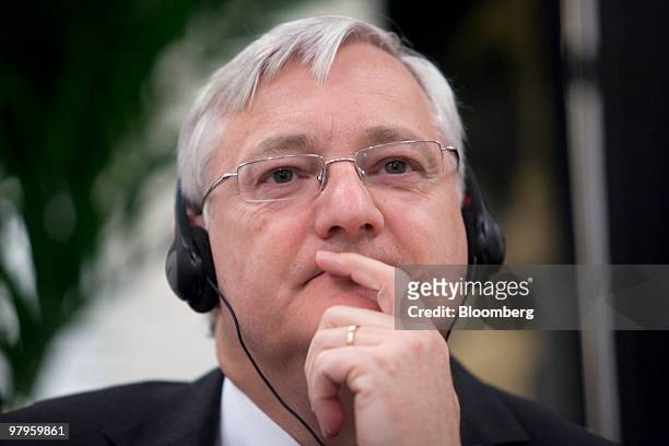 Peter Voser, chief executive officer of Royal Dutch Shell Plc, attends a media briefing in Beijing, China, on Tuesday, March 23, 2010. Royal Dutch...