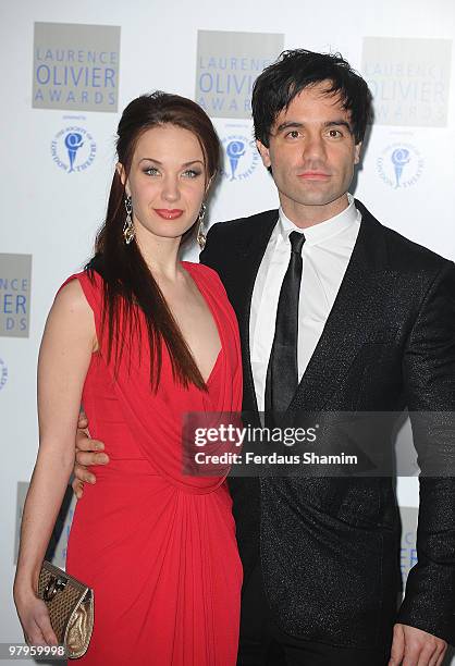 Sierra Boggess and Ramin Karimloo attends The Laurence Olivier Awards at The Grosvenor House Hotel on March 21, 2010 in London, England.