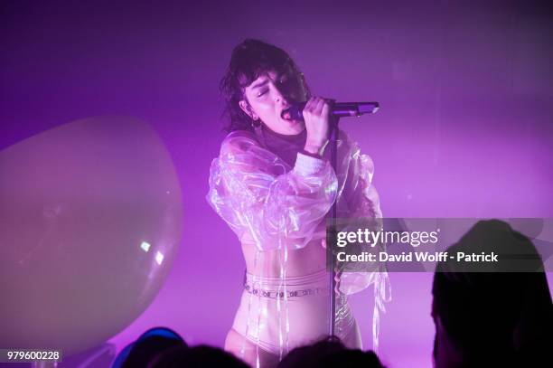 Charli XCX performs at La Maroquinerie on June 20, 2018 in Paris, France.