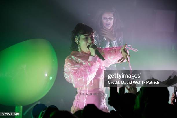 Charli XCX performs at La Maroquinerie on June 20, 2018 in Paris, France.