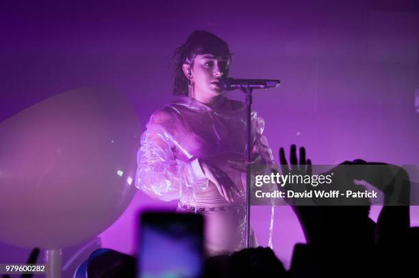 Charli XCX performs at La Maroquinerie on June 20, 2018 in Paris, France.