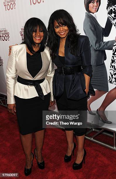 Actress Janet Jackson and sister Rebbie Jackson attend the premiere of "Why Did I Get Married Too?" at the School of Visual Arts Theater on March 22,...