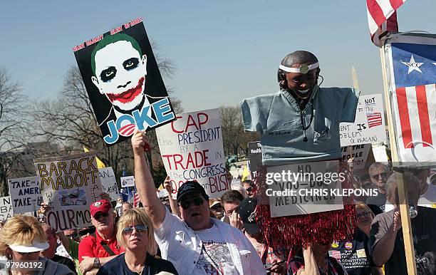 People rally in opposition to government reform of health care in Washington, DC, on March 20, 2010. The "Kill the Bill" rally comes on the eve of a...