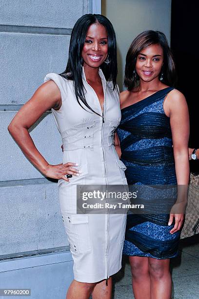 Actresses Tasha Smith and Sharon Leal visit "106 And Park" taping at CBS Studios on March 22, 2010 in New York City.