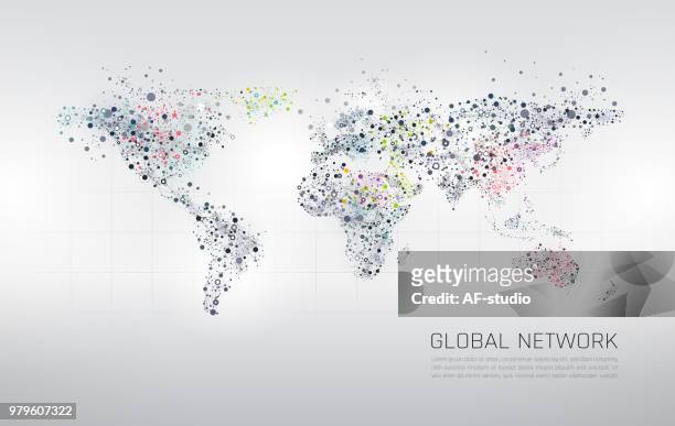 abstrakte network world map-hintergrund - af studio stock-grafiken, -clipart, -cartoons und -symbole