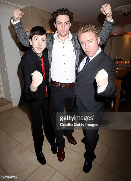 Aaron Johnson and Christopher Mintz-Plasse attend the Kick-Ass European Film Premiere after-party at director Matthew Vaughn's house on March 22,...