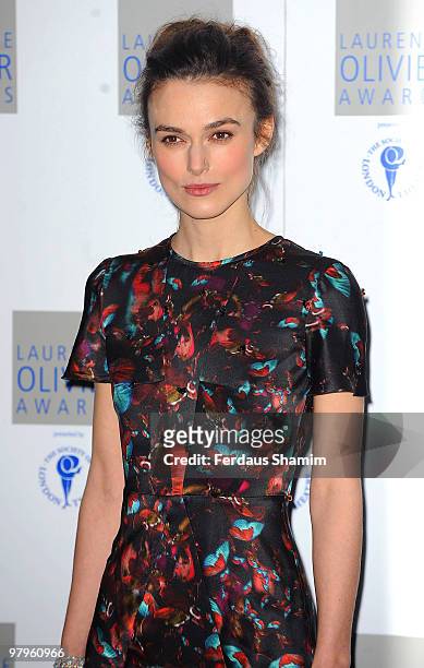 Keira Knightley attends The Laurence Olivier Awards at The Grosvenor House Hotel on March 21, 2010 in London, England.