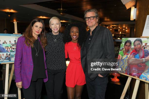 Livia Firth, Annie Lennox , Beverley Knight and Colin Firth attend a celebration of the first decade of the charity, The Circle, at Soho House, White...