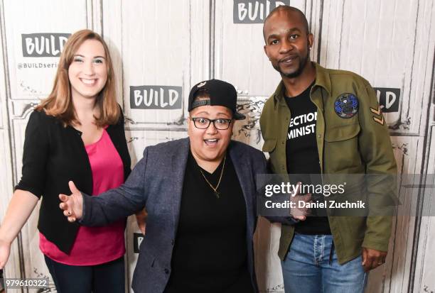 Sarah McBride, Gabby Rivera and Wade Davis of Prism attend the Build Series to discuss "The LGBTQ Movement in Focus: Where Do We Go From Here?" at...