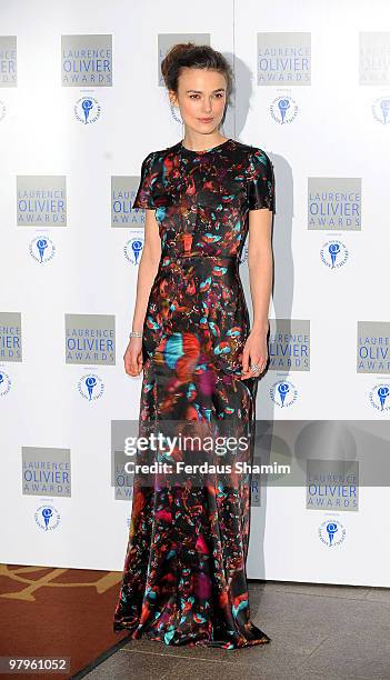 Keira Knightley attends The Laurence Olivier Awards at The Grosvenor House Hotel on March 21, 2010 in London, England.