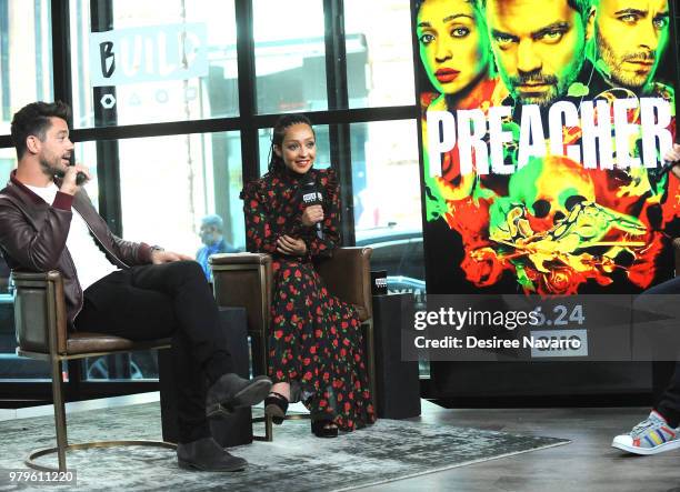 Actors Dominic Cooper and Ruth Negga visit Build series to discuss 'Preacher' at Build Studio on June 20, 2018 in New York City.