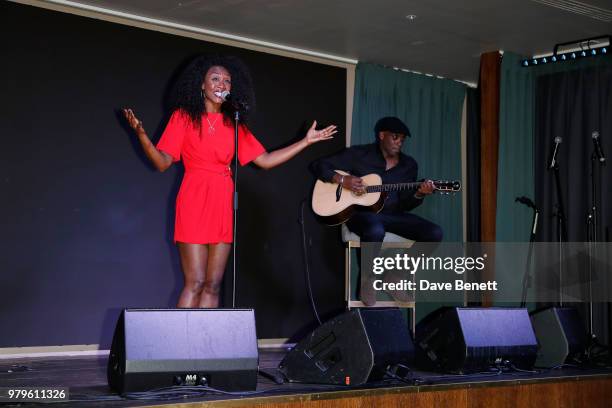 Beverley Knight performs at a celebration of the first decade of the charity, The Circle, at Soho House, White City on June 20, 2018 in London,...