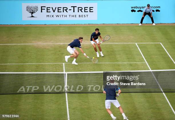 General view of the doubles match between Nick Kyrgios and Lleyton Hewitt of Australia and Pierre-Hughes Herbert and Nicolas Mahut of France on Day...