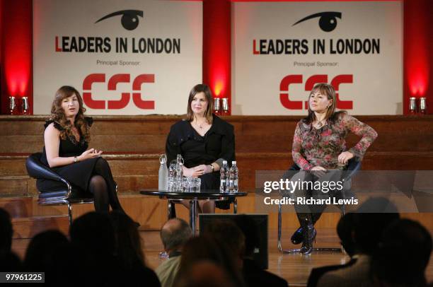 Karren Brady, Nicola Horlick and Sally Preston pictured at the Leaders in London International Leadership Summit on November 29, 2007 in London. The...