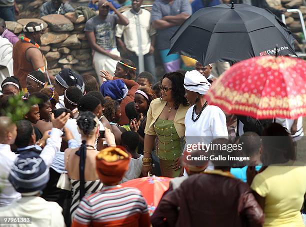 First Lady Thobeka Madiba, wife of president Jacob Zuma arrives at Mandla Mandela's wedding to French bride Anais Grimaud at the Mvezo Royal Palace...