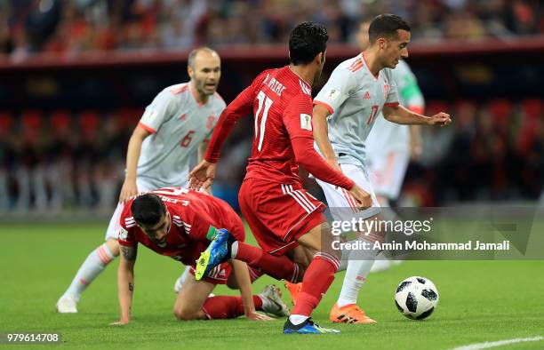 Lucas Vazquez of Spain in action during the 2018 FIFA World Cup Russia group B match between Iran and Spain at Kazan Arena on June 20, 2018 in Kazan,...