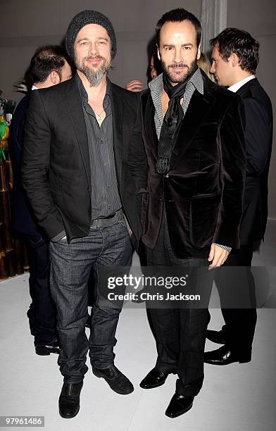 Brad Pitt and Tom Ford attend the Kick-Ass European Film Premiere after-party at director Matthew Vaughn's house on March 22, 2010 in London,...