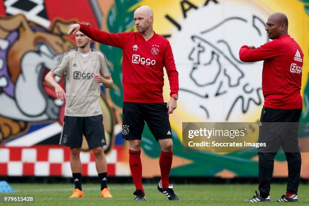 Coach Erik ten Hag of Ajax, assistent trainer Aron Winter of Ajax during the First Training Ajax at the De Toekomst on June 20, 2018 in Amsterdam...