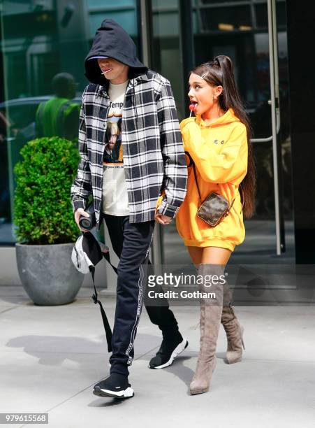 Pete Davidson and Ariana Grande are seen on June 20, 2018 in New York City.