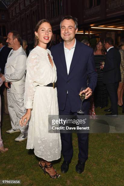 Jemima Jones and Ben Goldsmith attend the Summer Party at the V&A in partnership with Harrods at the Victoria and Albert Museum on June 20, 2018 in...