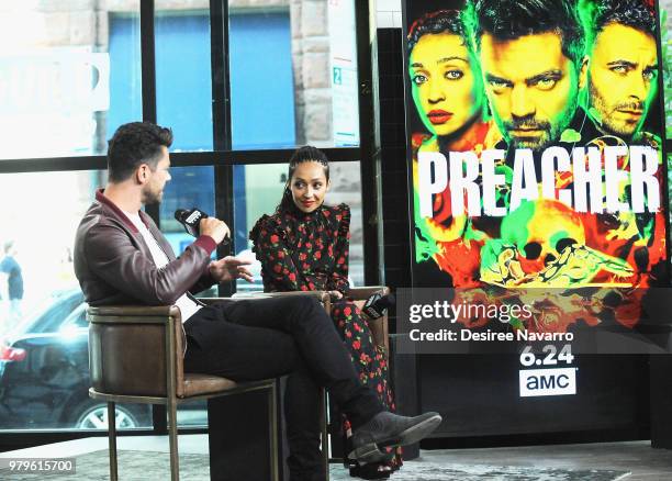 Actors Dominic Cooper and Ruth Negga visit Build series to discuss 'Preacher' at Build Studio on June 20, 2018 in New York City.