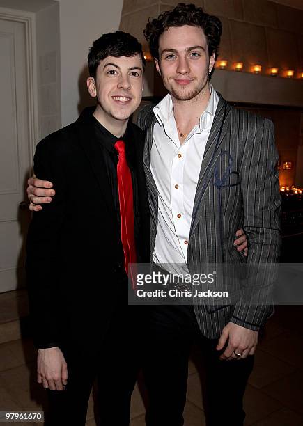 Actors Christopher Minz-Plasse and Aaron Johnson attend the Kick-Ass European Film Premiere after-party at director Matthew Vaughn's house on March...