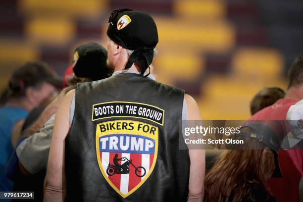 Supporters begin arriving for a campaign rally with President Donald Trump at the Amsoil Arena on June 20, 2018 in Duluth Minnesota. Earlier today...