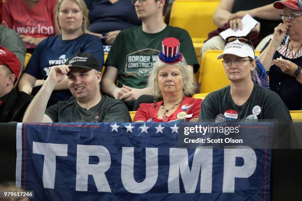 Supporters begin arriving for a campaign rally with President Donald Trump at the Amsoil Arena on June 20, 2018 in Duluth Minnesota. Earlier today...