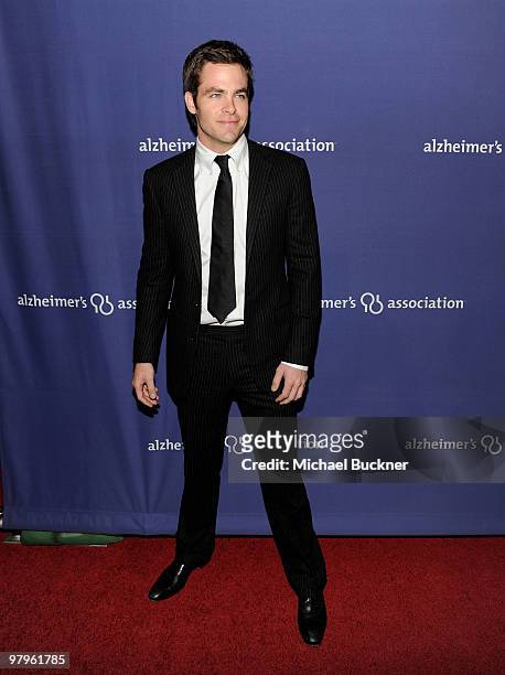Actor Chris Pine arrives at the 18th Annual "A Night At Sardi's" Fundraiser And Awards Dinner at The Beverly Hilton hotel on March 18, 2010 in...