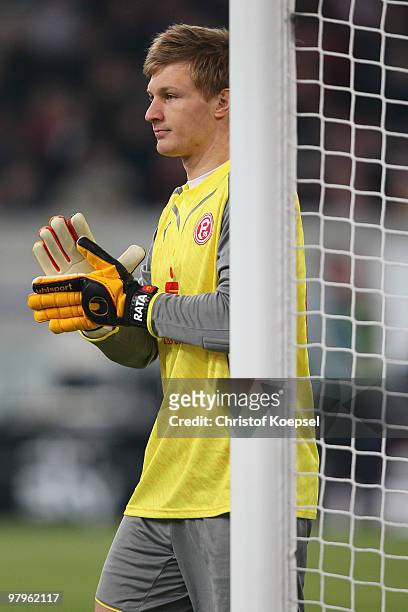 Michael Ratajczak of Duesseldorf issues instructions during the Second Bundesliga match between Fortuna Duesseldorf and 1. FC Kaiserslautern at...