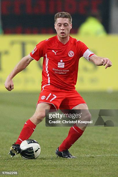 Andreas Lambertz of Duesseldorf runs with the ball during the Second Bundesliga match between Fortuna Duesseldorf and 1. FC Kaiserslautern at Esprit...