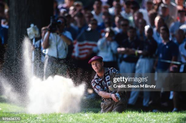 Payne Stewart of the USA in action during the Ryder Cup at The Country Club on the September 26th, 1999 in Brookline, Massachusetts.