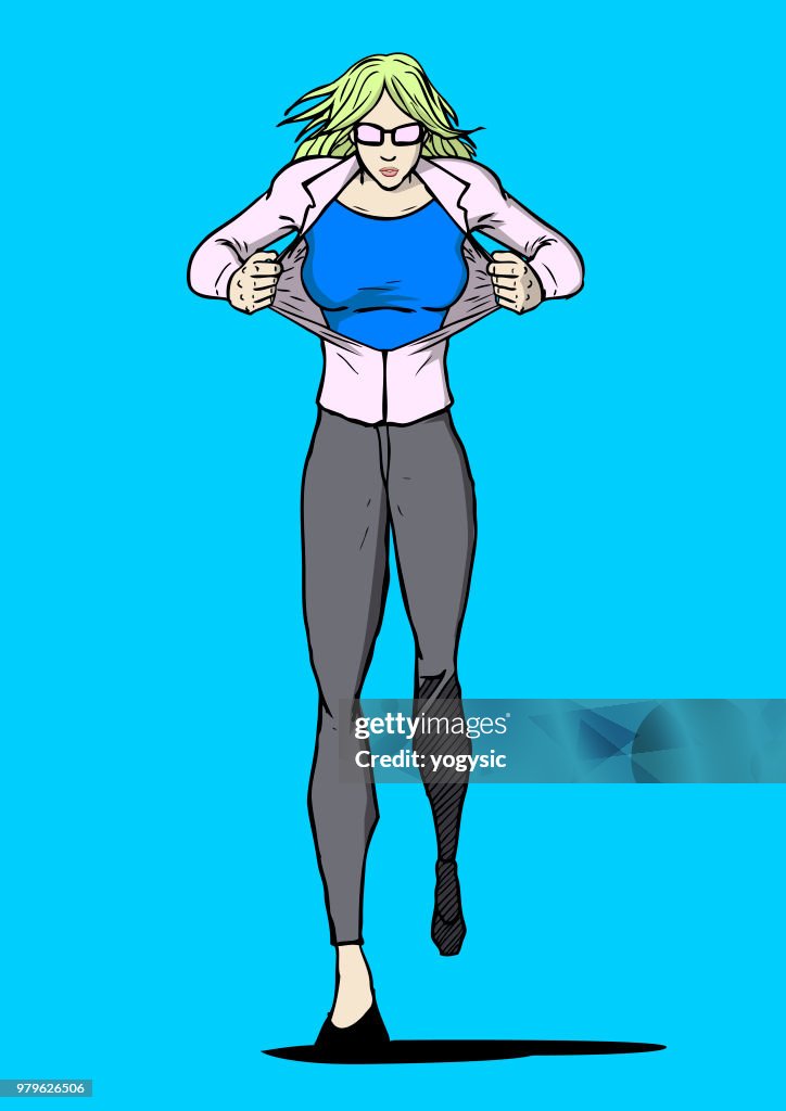Vector Comic Book Girl Transforms into Superhero