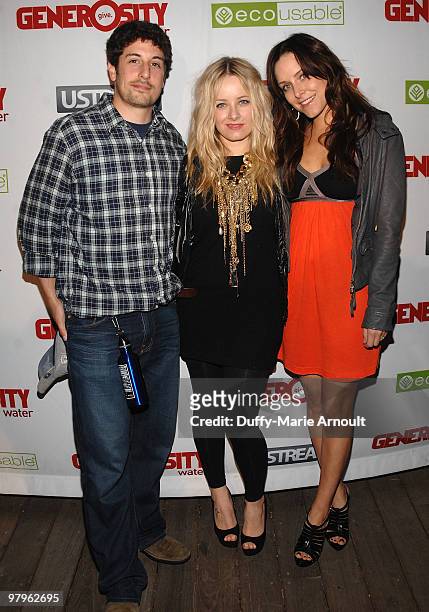 Jason Biggs, Samantha Mollen and Jenny Mollen attend Generosity Water's 2nd Annual Night Of Generosity on March 22, 2010 in West Hollywood,...